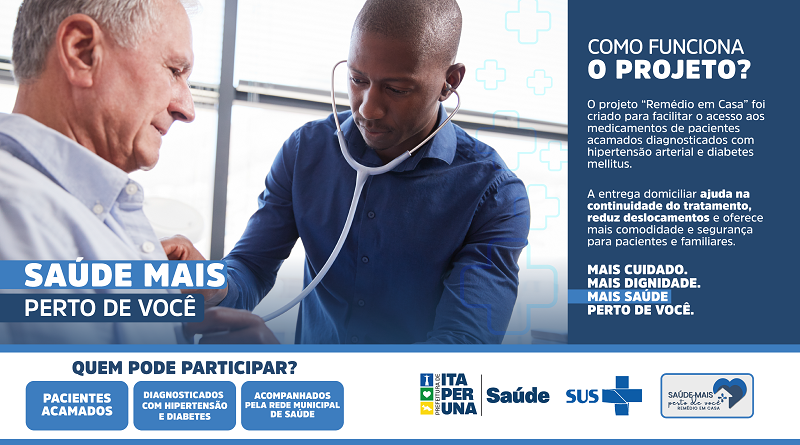 Projeto “Remédio em Casa” garante entrega de medicamentos para pacientes acamados com hipertensão e diabetes
